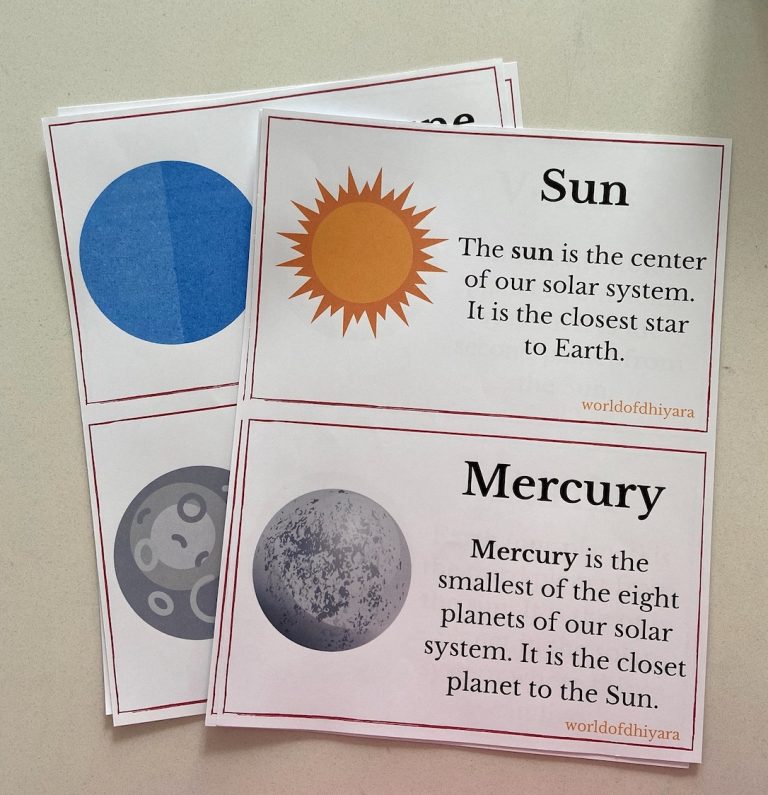 ‘My Book of Space’ Learning Pack (Planets Cards, Worksheets, Coloring Pages)