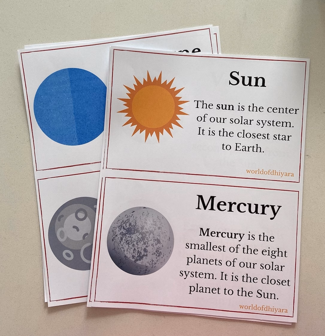 'My Book of Space' Learning Pack (Planets Cards, Worksheets, Coloring Pages)