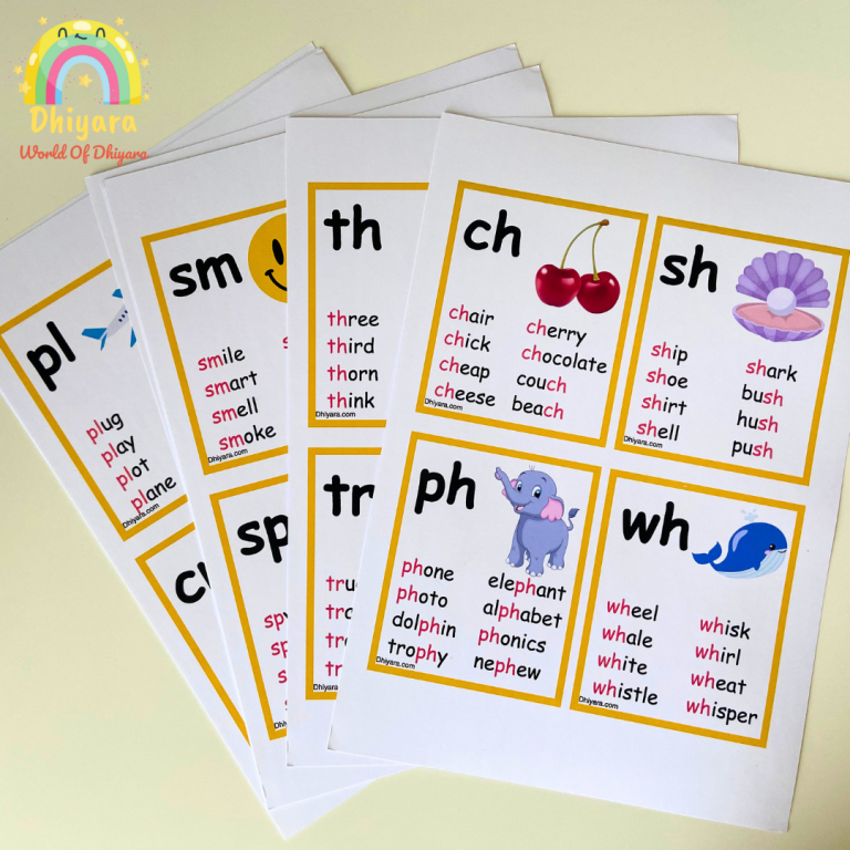 Digraphs And Blends Flashcards Free Download World Of Dhiyara